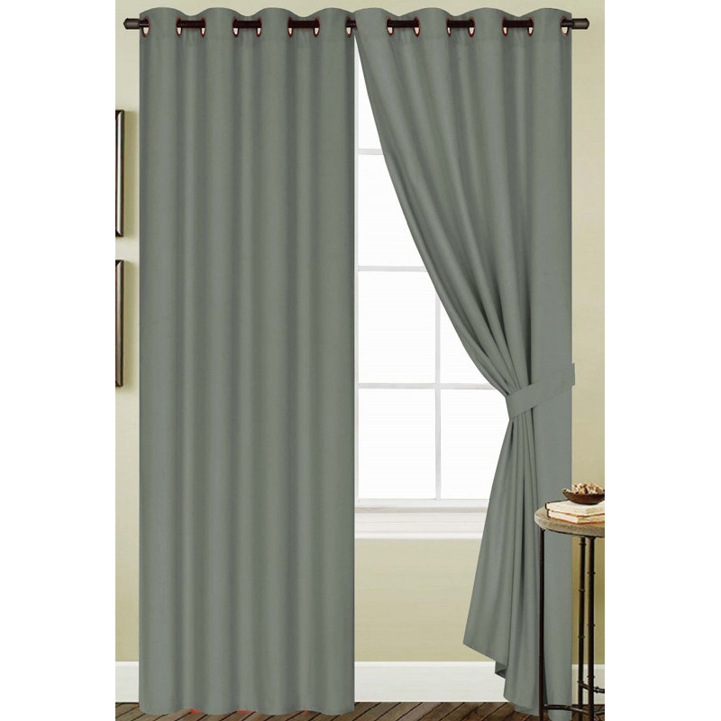 Monaca Semi-Sheer Window Curtain Panel with Grommets, Charcoal, 54" W x 84" L