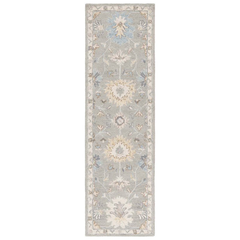 Martha Stewart Hand Tufted Wool Cotton Oriental Rug in Ivory/Gray, Runner 2'3" x 8"