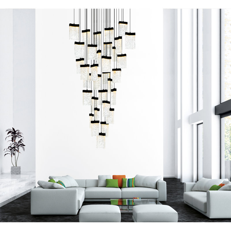 Braxten 33 - Light Dimmable LED Square Chandelier, Black