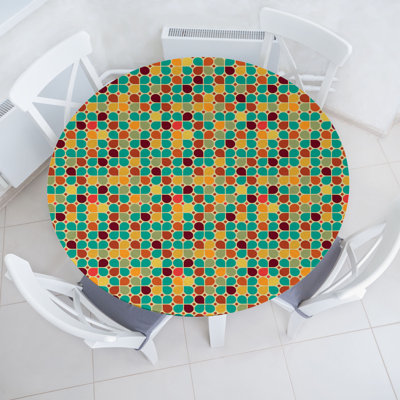 East Urban Home Retro Fitted Round Tablecloth Diameter Multicolor