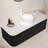 Dina 48" Bathroom Vanity With Sink, Wall-mounted Floating Curved Edges Striped Bathroom Storage Cabinet With 2 Drawers, White Round Ceramic Basin, No Faucet, Pre-assembled, black color-152114857