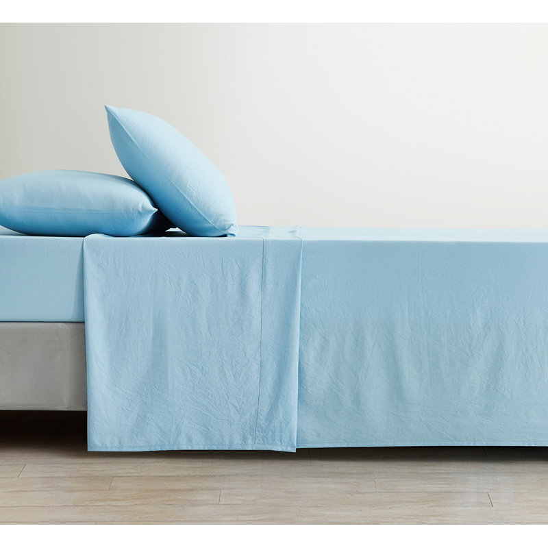 Washed Microfiber Bedding Microfiber Sheet Set, Cal.King Sheet Set + Fitted Sheet + 2 Pillowcases, Chambray