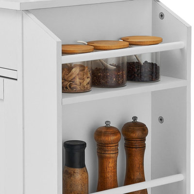 Kitchen Island Cart Rolling Storage Cabinet On Wheel With Charging Station