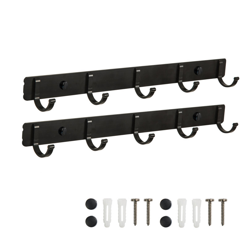 Portemanteaux mural 2 paquets pour portemanteau avec 5 crochets Portemanteaux robustes pour suspendre les manteaux de vêtements Peignoirs Porte-clés Porte-clés Salle de bain Cuisine Chambre à coucher (noir)