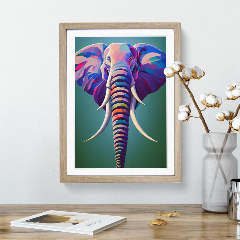 Splendid Elephant - Framed Print, 34cm H x 25cm W x 2cm D, Oak Framed
