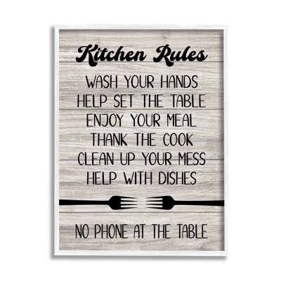 bb-588-Framed Rustic Kitchen Rules by Martina Pavlova Single Picture Frame Print on Canvas