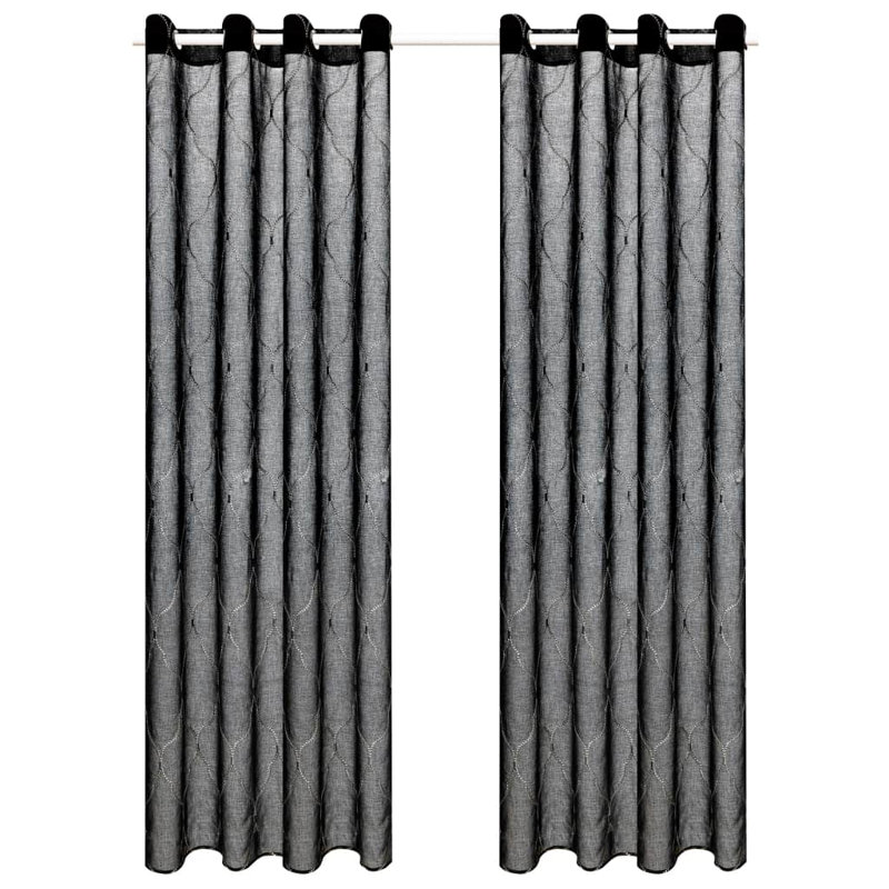 Arelious Sheer Curtain Pair, Width 140cm x Drop 225cm, Black