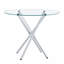 Table de salle à manger ronde en verre transparent avec une forme unique pour 4-6 personnes, avec des pieds en métal argentés en forme d'anneau-28255184