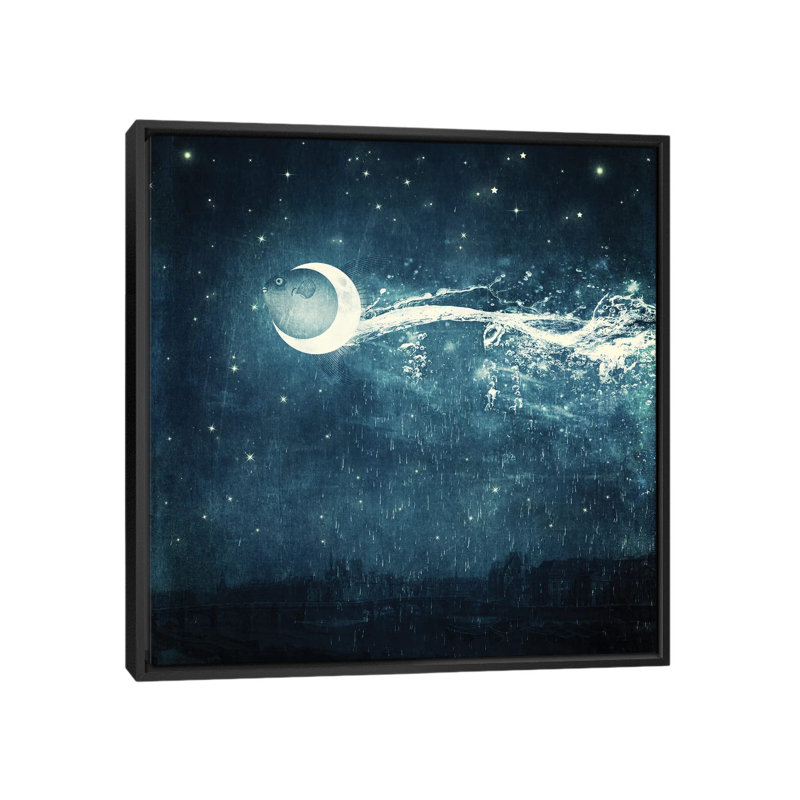 «Moonriver», impression sur toile, H 18 po x l 18 po x P 1,5 po, Pas de tapis, Toile avec cadre noir