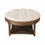Grande table basse ronde avec repose-pieds imperméable surdimensionné à 2 niveaux avec tablette en bois et rangement en bois