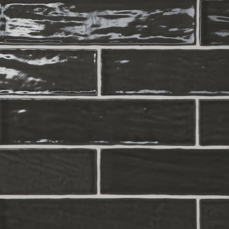 Marin 2.5" x 10" Porcelain Subway Wall & Floor Tile, Black Sea