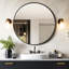 Miroir de salle de bain rond noir de 36 pouces, miroir de meuble-lavabo à cadre en métal pour évier, miroir mural moderne pour entrée et salon-87783738-121847385
