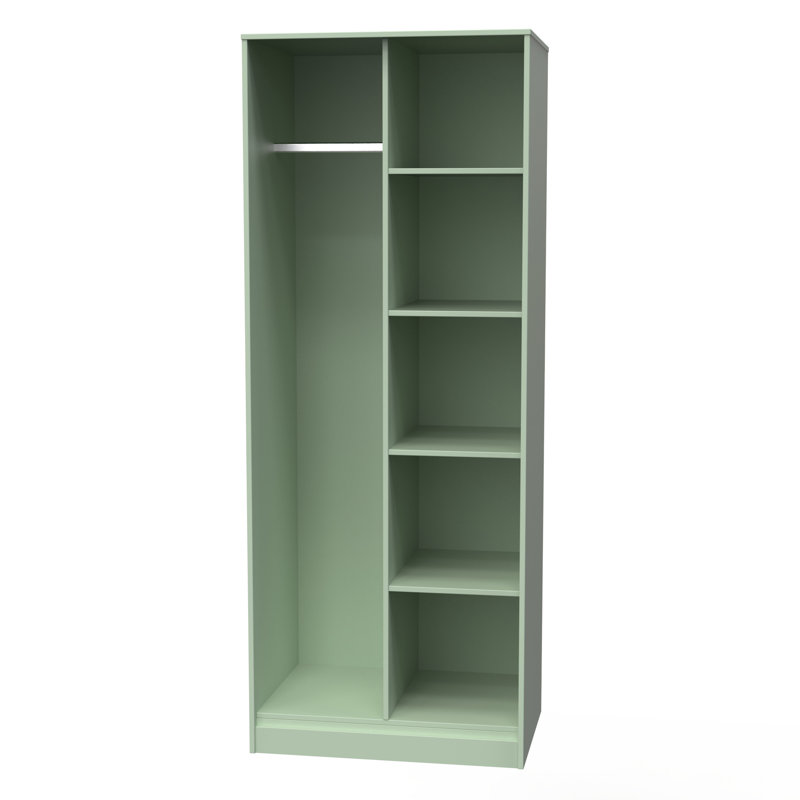 Fully Assembled 2 Door Wardrobe, 197cm H x 77cm W x 53cm D, Reed Green