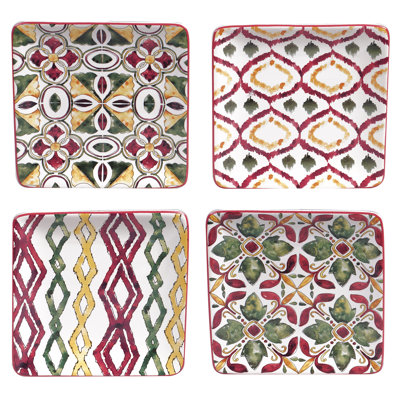 Certified International Napa Set/4 Canape Plates, Asst. In Multicolor