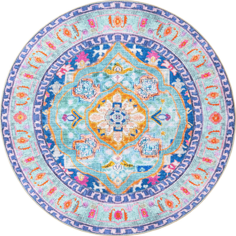 Sonja Chenille Oriental Indoor Rug, Round 7'7"