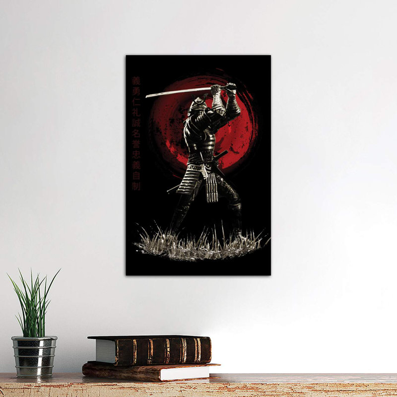 Bushido Samurai Blocking by Cornel Vlad - Wrapped Canvas Print, 66.04 cm H x 45.72 cm W x 1.91 cm D