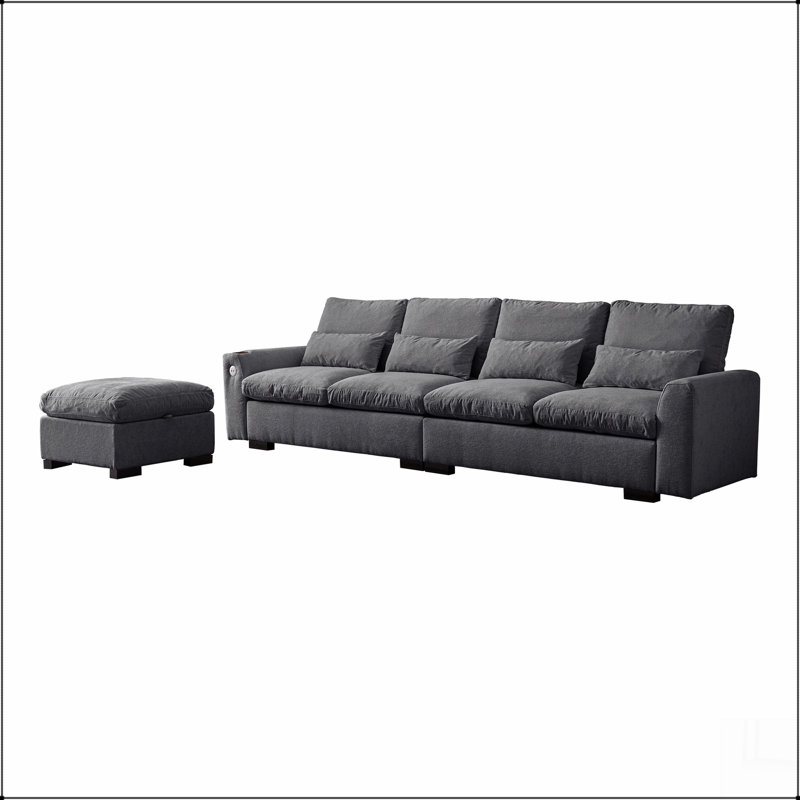 Repose-pieds de canapé modulaire en L 114,5 po, Gris foncé