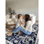 Tapis oriental bleu marine en polypropylène tissé à la machine-74429896