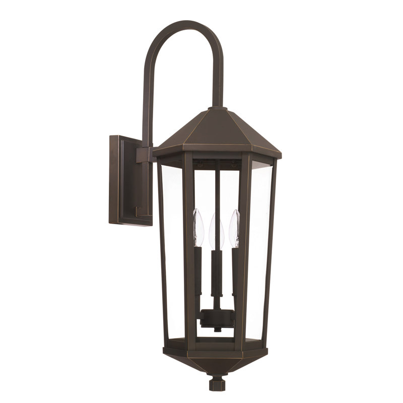 Lanterne murale d'extérieur à 3 ampoules Lubbers, 36" H x 12.5" L x 16" P, Bronze Huilé
