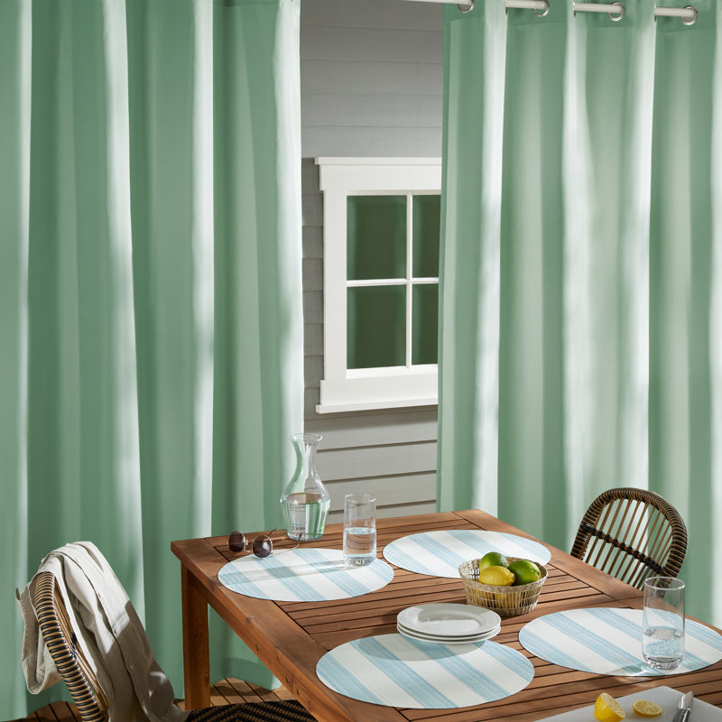 Ensemble de 2 rideaux à œillets TOWN & COUNTRY BASICS Cabana pour intérieur et extérieur, Sea Foam, 54" W x 96" L