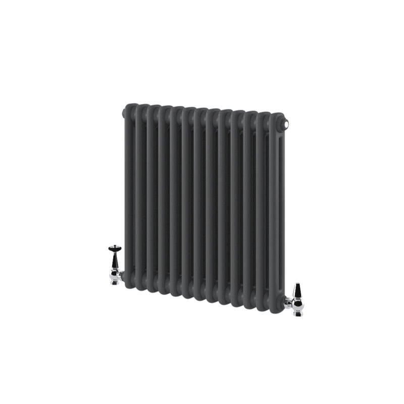 Uxbridge Horizontal Traditional Colosseum Radiator, 600mm H x 605mm W x 70mm D, Anthracite