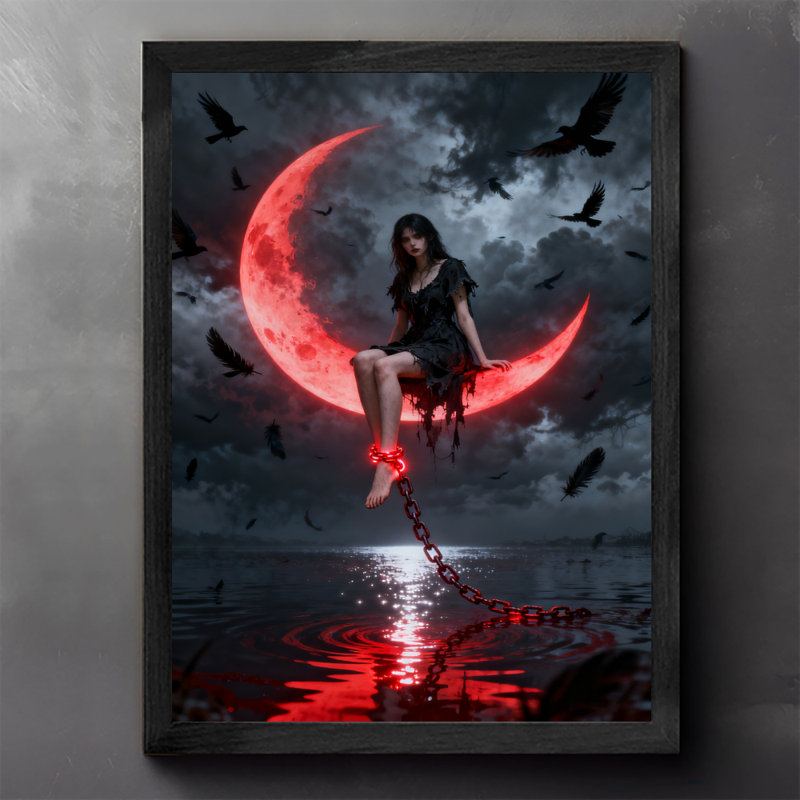 Art encadré noir, "The Black vêtu" lié par le sort, impressions sur toile de style rétro, H 11 po x l 9 po