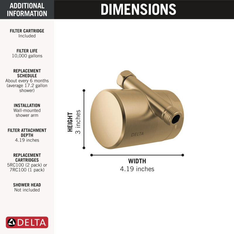 Standard shower filter attachment with filter Clarifi, Bronze champagne