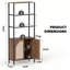 Bibliothèque 70,87 "en rotin avec armoire de rangement et bandes lumineuses à DEL, tablette réglable