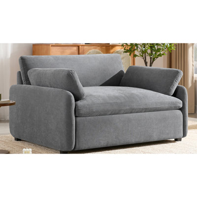 Fauteuil simple de 50 po de largeur et 43 po de profondeur, matériau chenille, style moderne avec confort en forme de nuage et 2 coussins pour le fauteuil principal surdimensionné de 50 po x 43 po, siège rembourré
