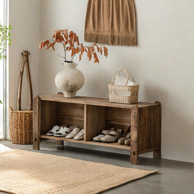 Banc de rangement 4 paires de tabourets en bois massif Old Pine