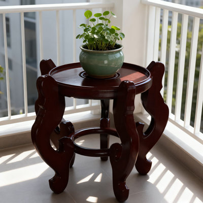Présentoir pour urnes et vases en bois de rose, piédestal en bois sculpté à la main avec base robuste pour la décoration intérieure