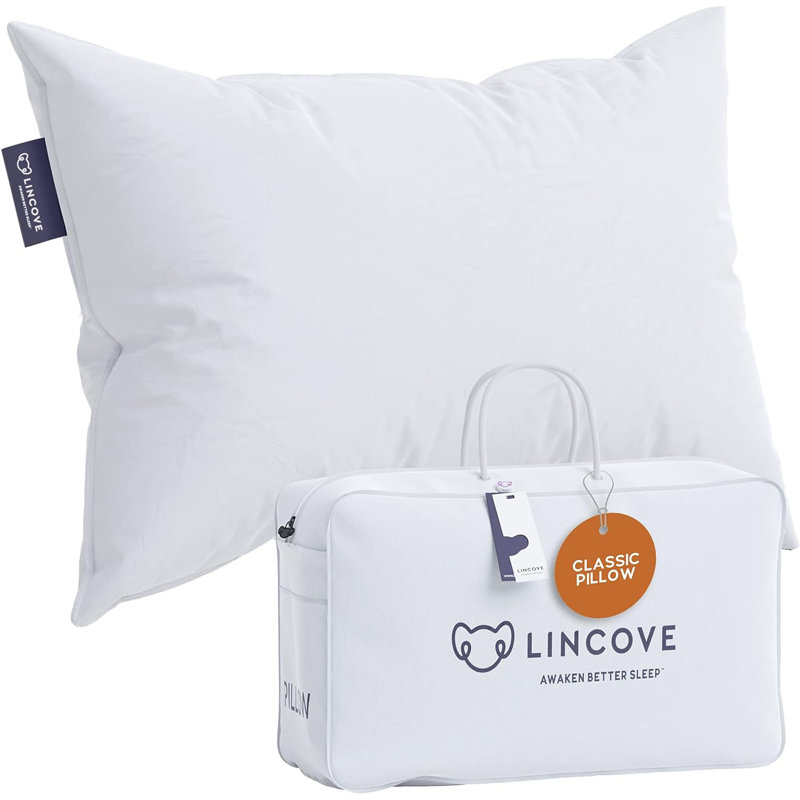 Lincove Down & Feather Bed Pillows - Luxury Hotel Collection - 100% Cotton - 1 Pack, King