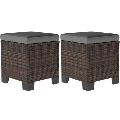 Set Of 2 Outdoor Wicker Ottoman Cubes | Gift Idea