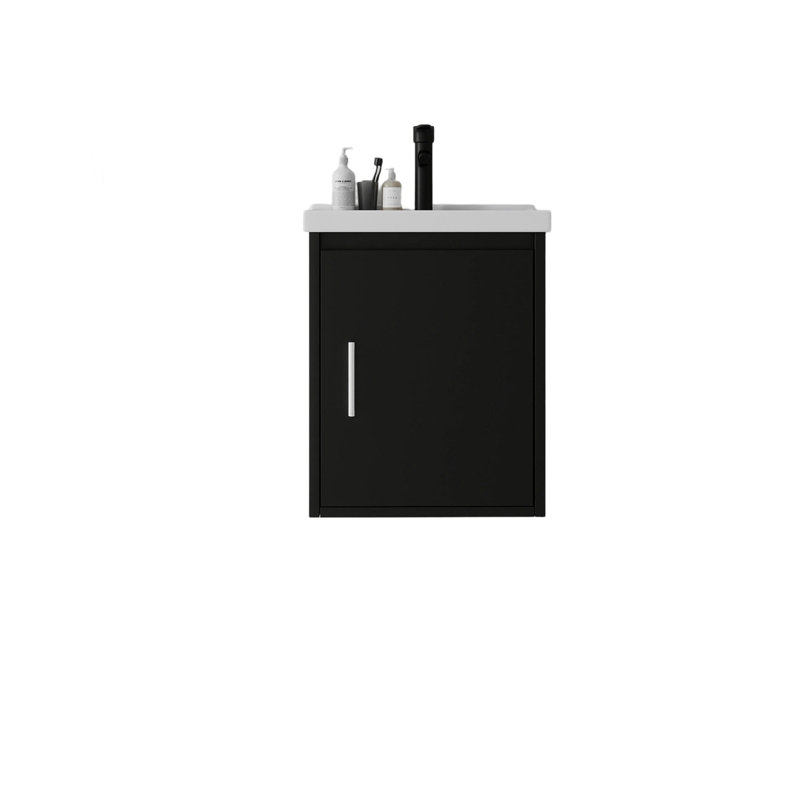 Meuble-lavabo flottant 16 po avec lavabo, porte en céramique, contreplaqué, noir 16 po, Noir, 16" W