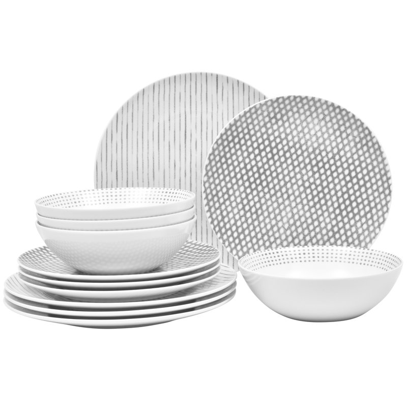 Service de table 12 pièces, service pour 4 Noritake Hammock, Gris