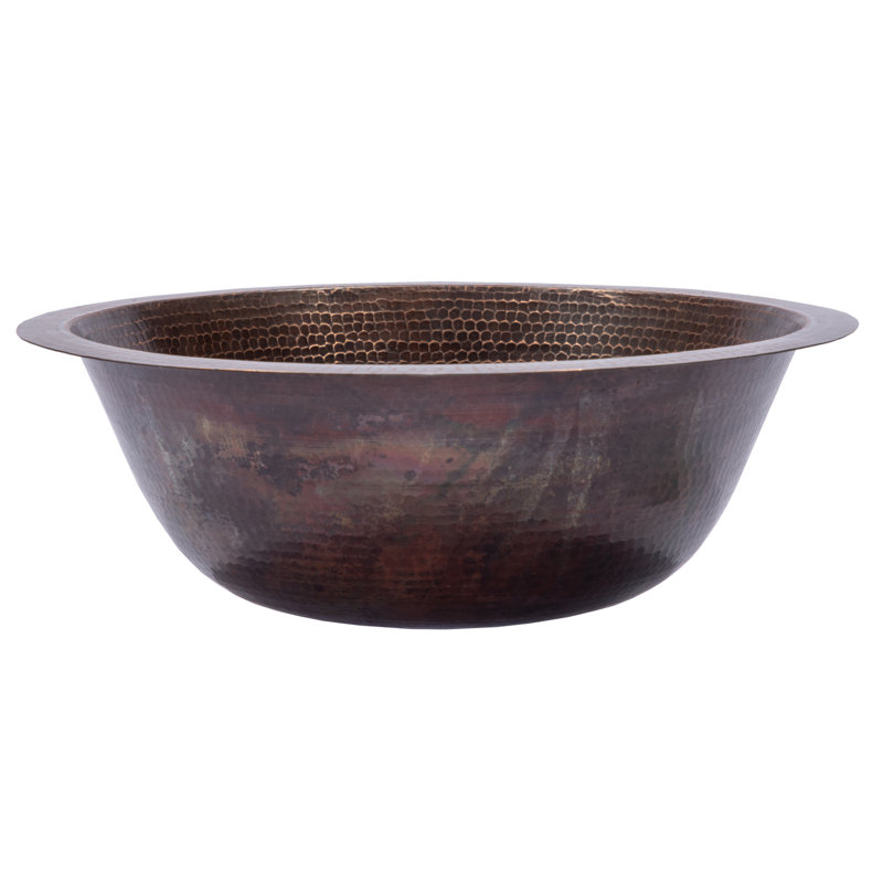 Antique Dark Copper Hammered Circular Bathroom Sink