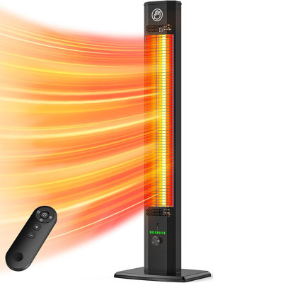 Patio Heater for Outdoor Use, Electric Space Heater Indoor, Portable Infrared Heater with 60-Degree Oscillation, Timer, Remote, for Patio, Gazebo