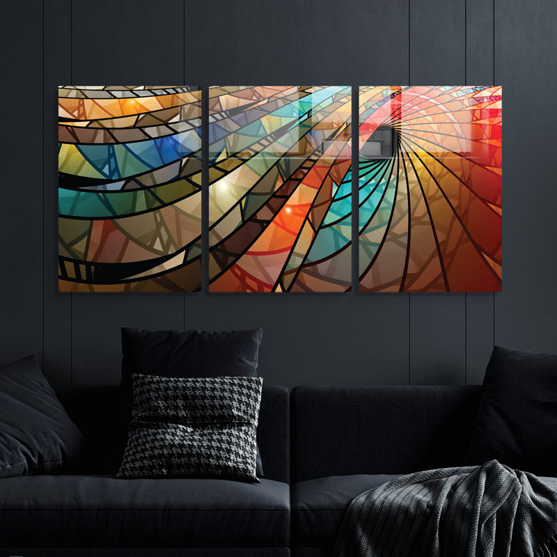3 Piece No Frame Print on Glass, 45cm H x 65cm W x 0.4cm D