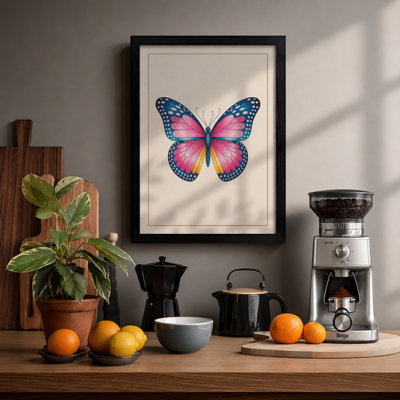 Symmetrical Butterfly Botanical - Framed Print