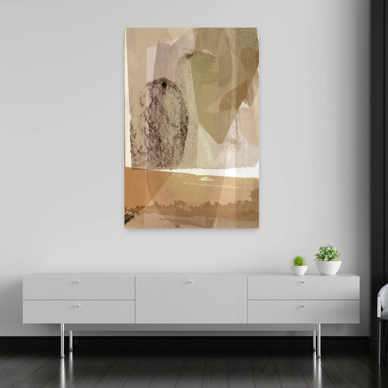 Earthen Overlays Abstract Organic Contemporary Landscape Art, H 60 po x l 40 po