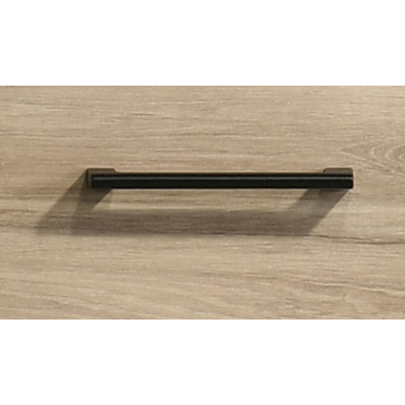 Commode 4 tiroirs avec poignées noires, Chêne clair