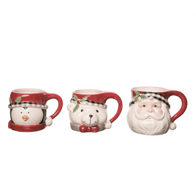 Ensemble de 3 tasses de Noël festives à carreaux Buffalo