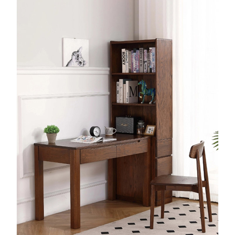 Narrow Solid Wood Display Cabinet with Side Drawers, (3 Shelves) 70.9"H x 25.6"W x 11.8"D, Brown