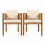 Ensemble de 2 chaises d'extérieur en bois d'acacia avec poignées en corde brunes-512265869