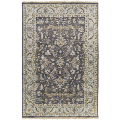 Zeus Wool Oriental Area Rug in Gray