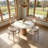 White round stone slab dining table-500656060