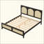 Lit plateforme en bois avec tête et pied de lit en rotin-497529663-497529661