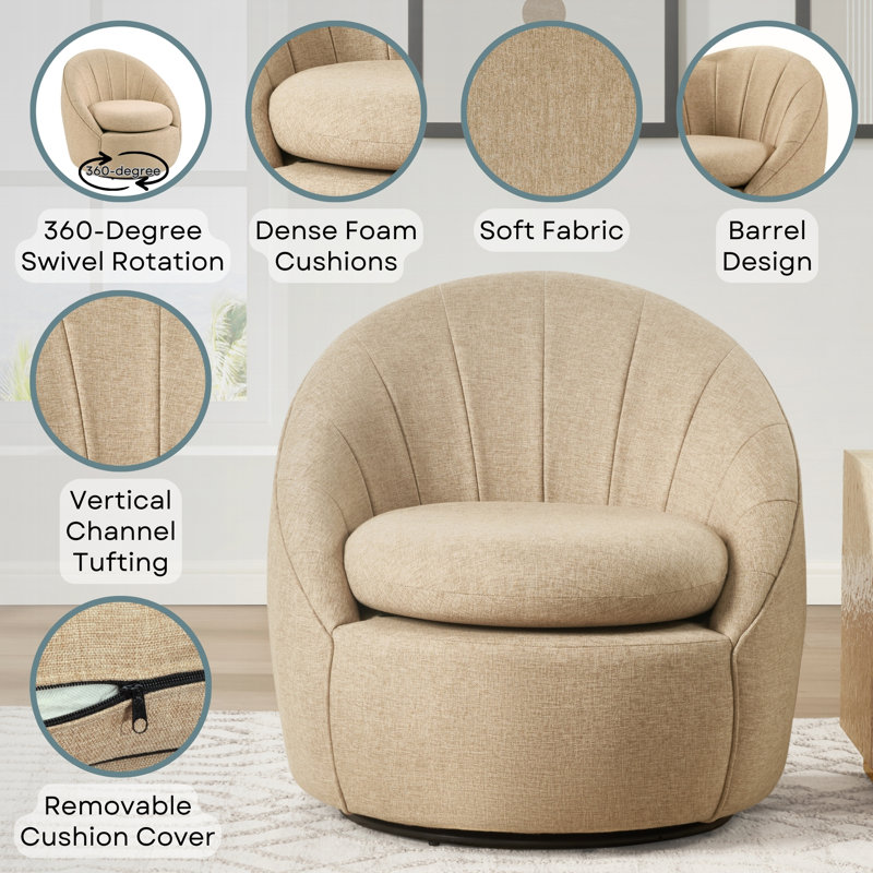 Bodie Swivel Accent Chair, Tan