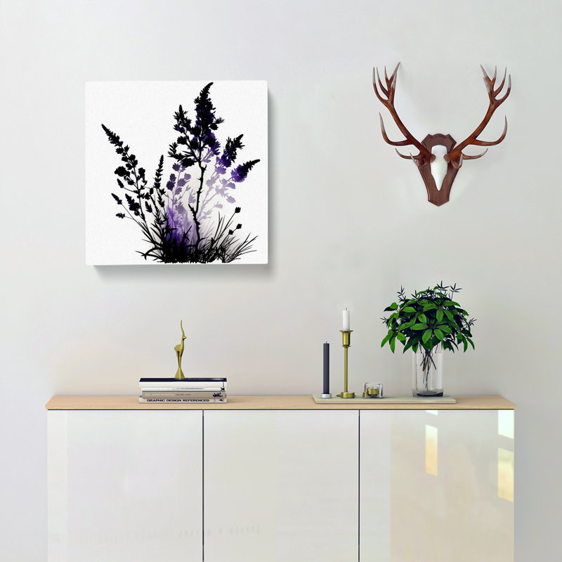 Lavender Flower Silhouette No.1 - Wrapped Canvas, 35cm H x 35cm W x 3cm D