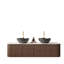Meuble-lavabo de salle de bain de 152 cm (60 po) avec 2 tiroirs, armoire suspendue, vasques en céramique noire, préassemblé, fini rayé 3D, mécanisme de fermeture amortie pour les tiroirs.-1207999776-1207999778